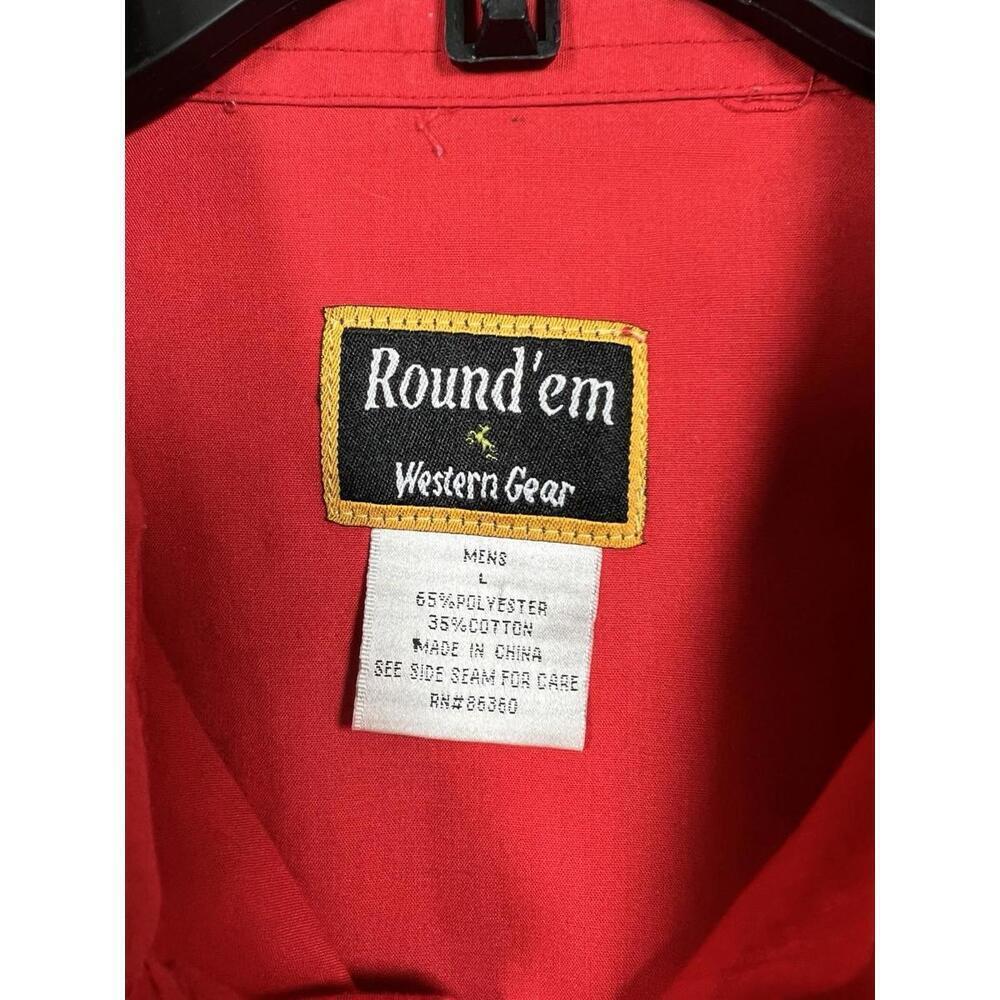 Vintage Round Em Western Gear Shirt Sz L Snap Up Embroidered Eagle Red - Picture 5 of 9